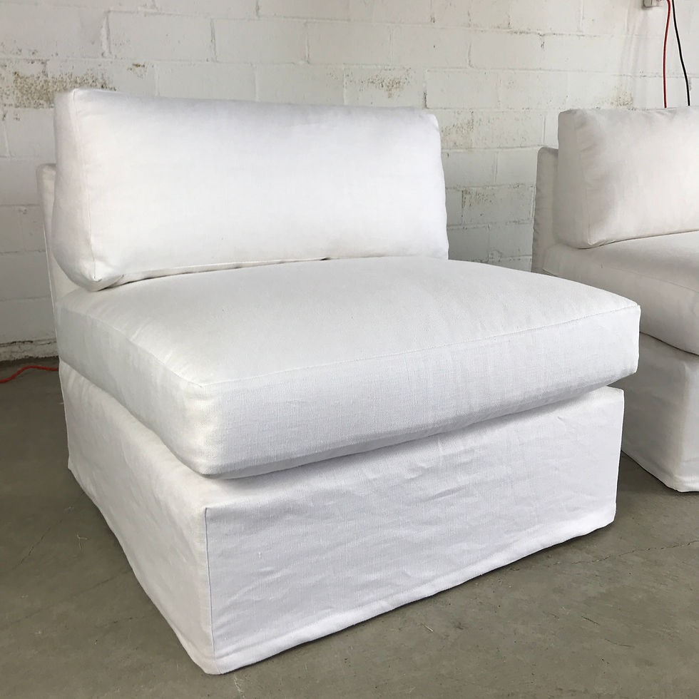 Thumbnail: #5311 Pair of White Custom Slipper Chairs