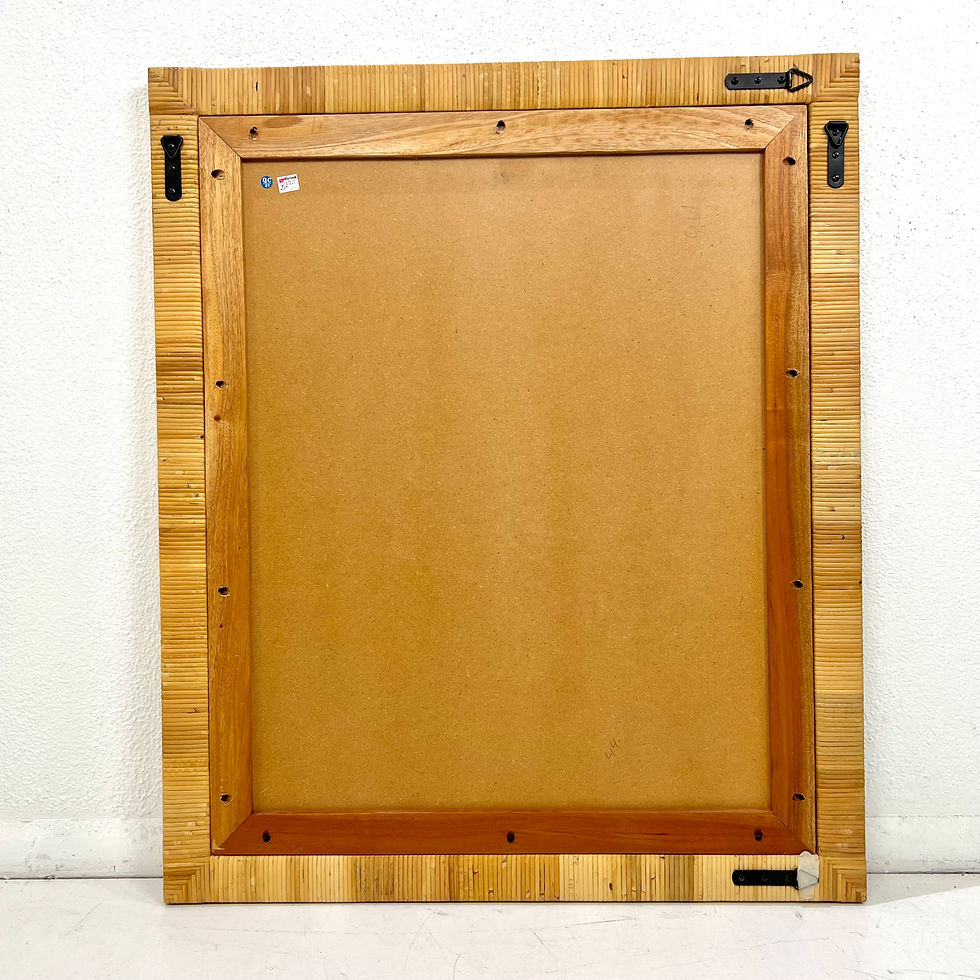 Thumbnail: #1789 Rattan and Brass Beveled Wall Mirror