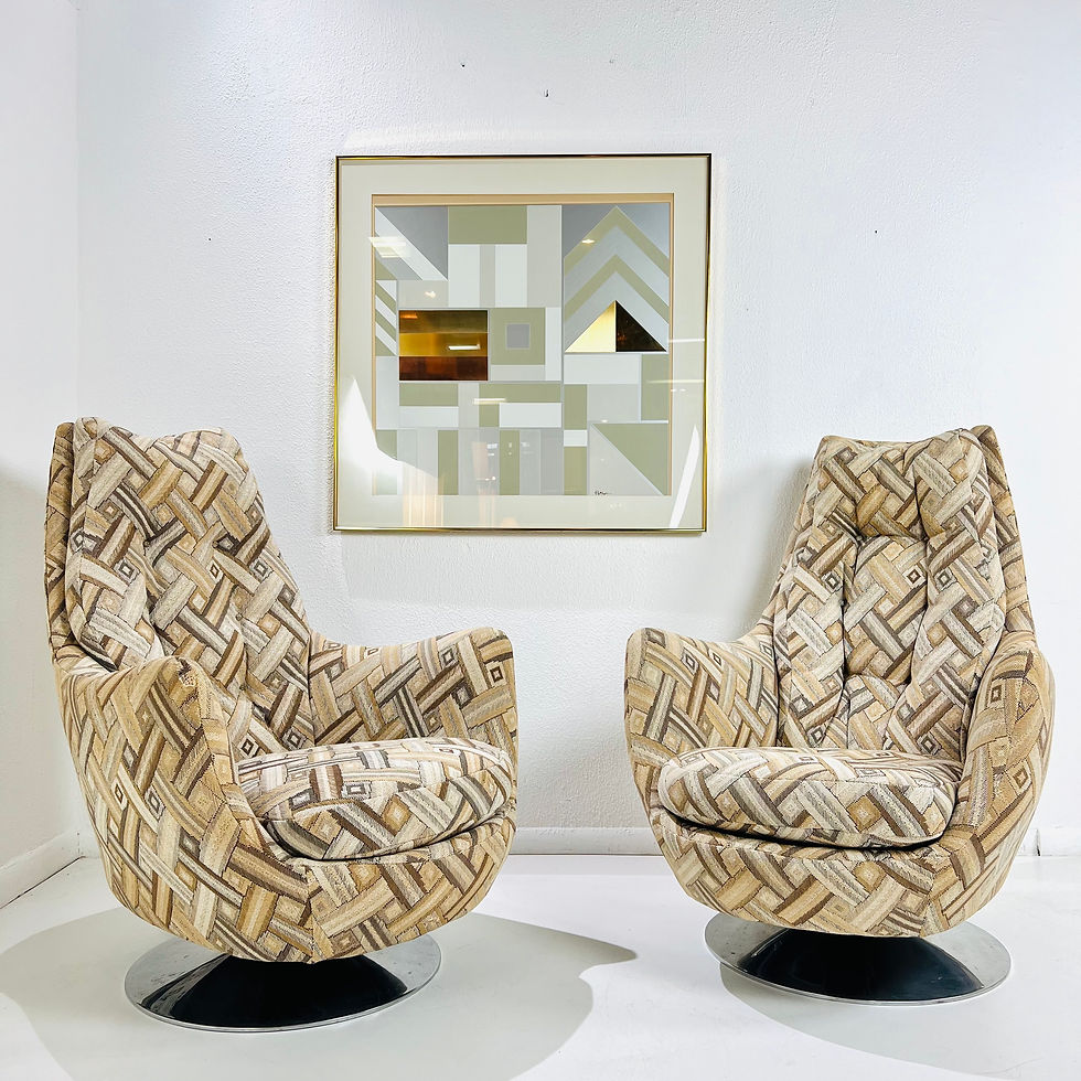 Thumbnail: #1535 Pair of Milo Baughman High Back Swivel/Tilt Chairs (3 Pairs Available)