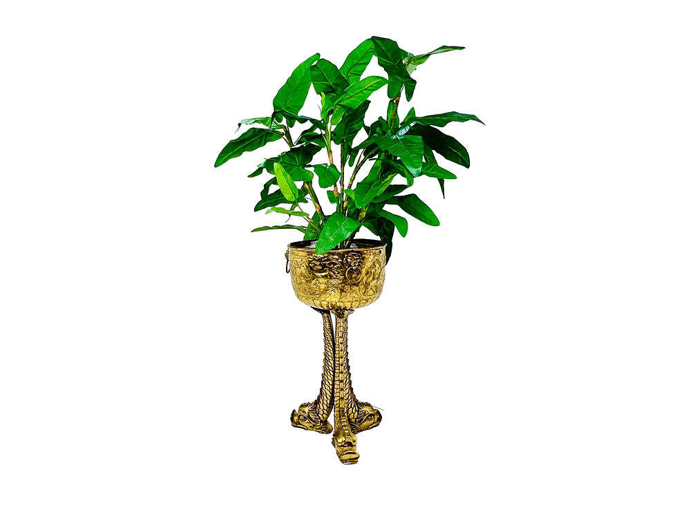 Thumbnail: #1940 Solid Brass Jardiniere Planter with Dolphin Base