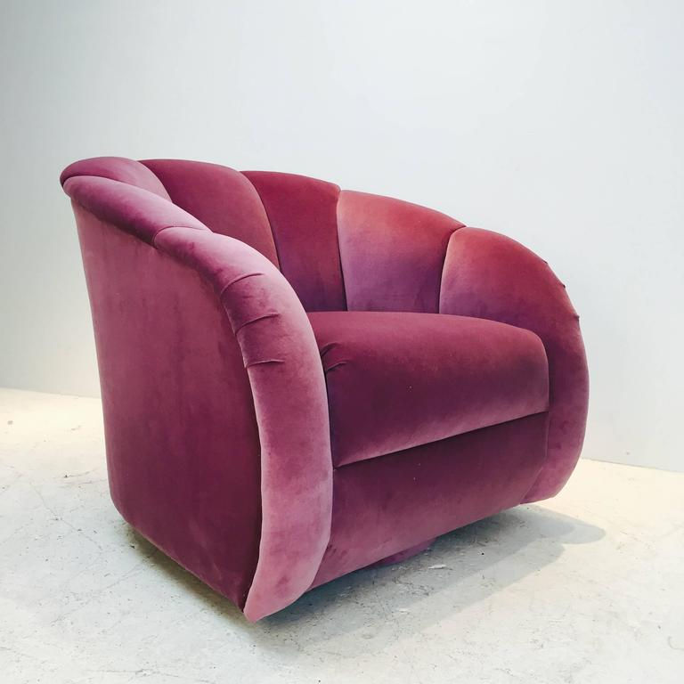 Thumbnail: #2103 Pr Orchid Velvet Channel Back Swivel Chairs