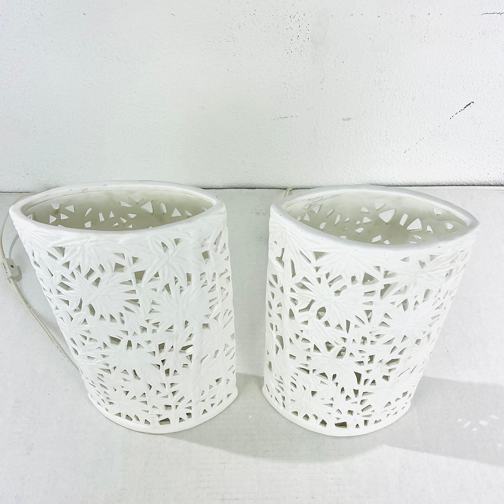 Thumbnail: #1444 Pierced Ceramic Bamboo Table Lamps