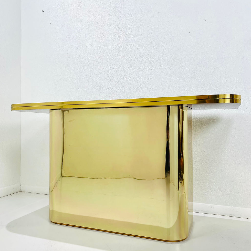 Thumbnail: #1537 Brass & Garnet Lacquer Flip Top Console Table