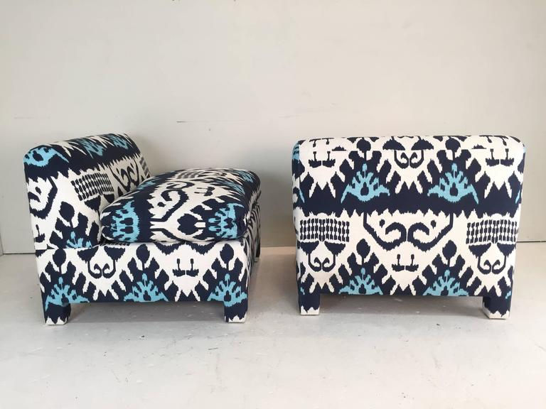 Thumbnail: #7211 Pair Upholstered Wrapped Slipper Chairs