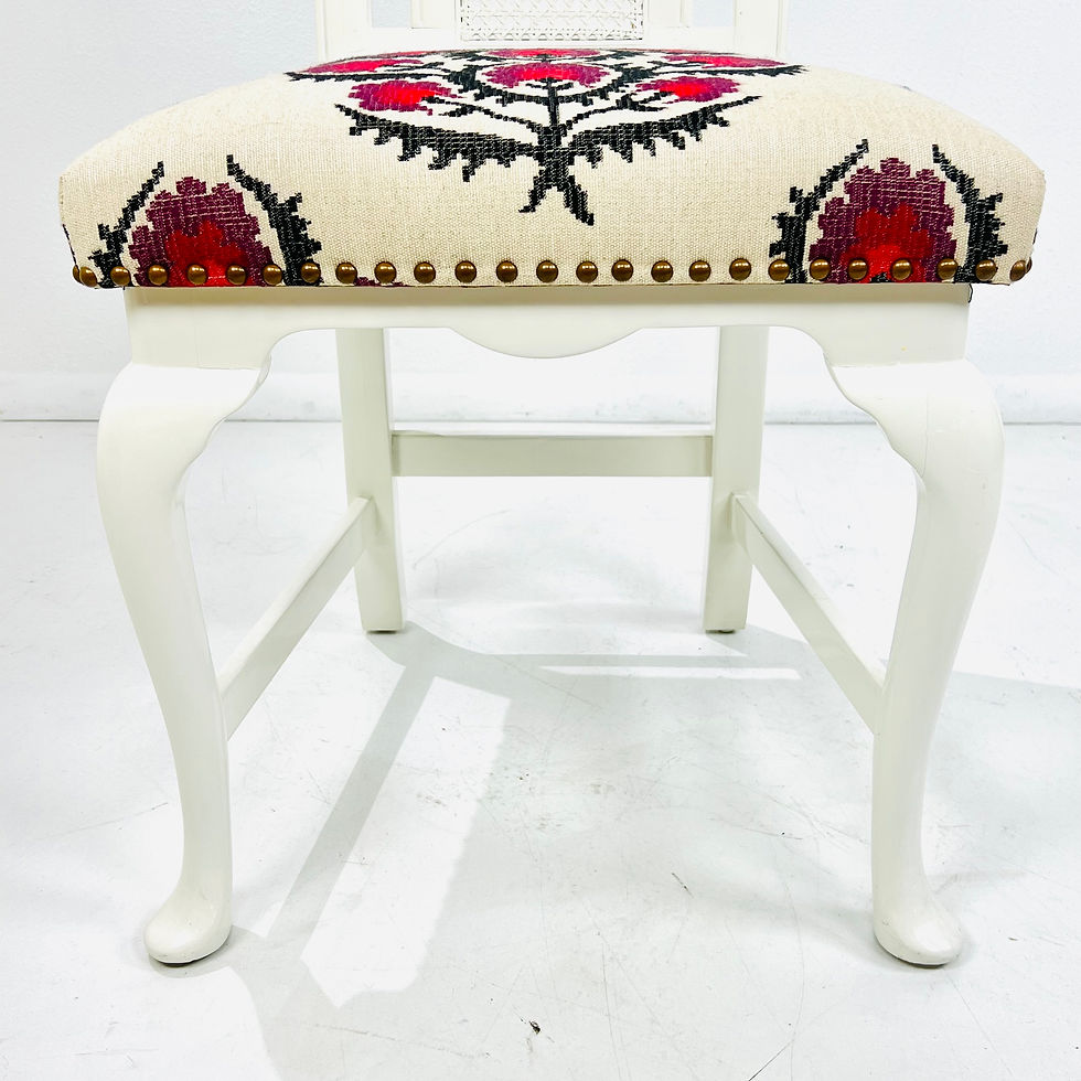 Thumbnail: #1593 Pair of High Back White Lacquered Side Chairs