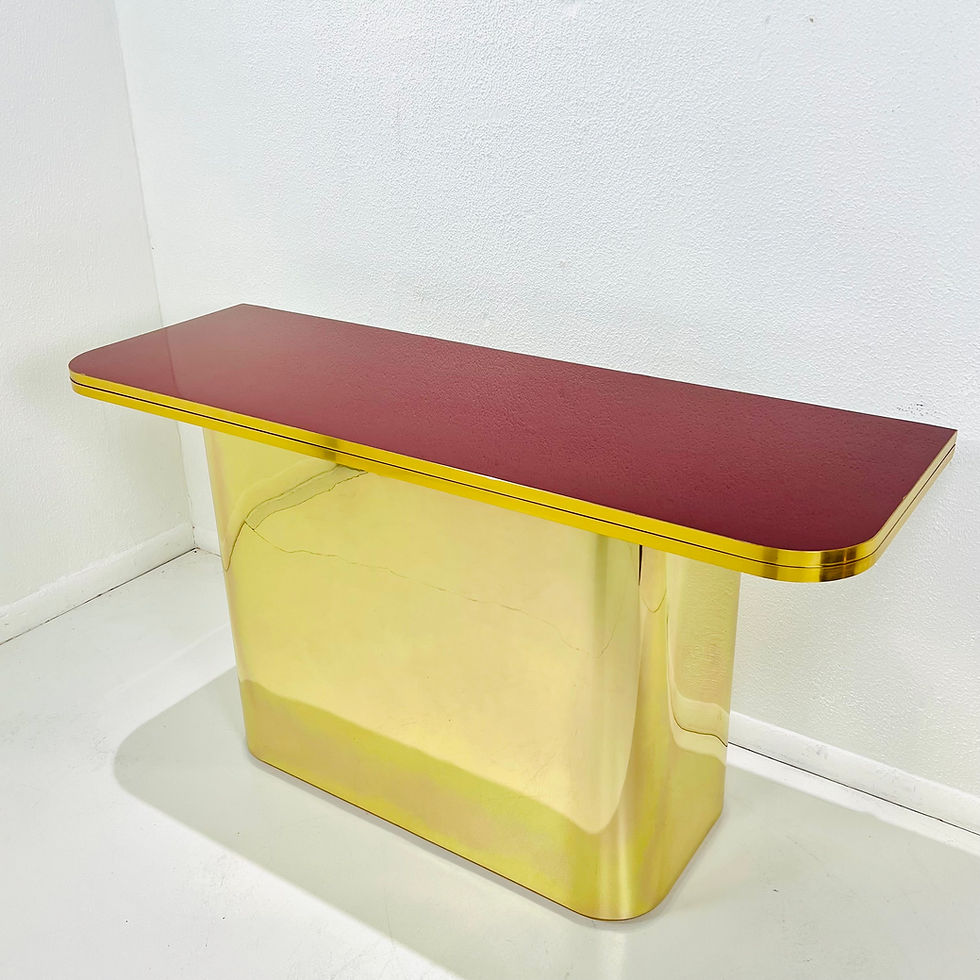Thumbnail: #1537 Brass & Garnet Lacquer Flip Top Console Table