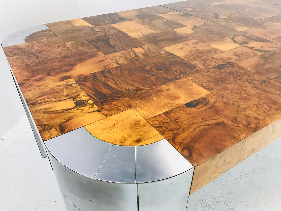 Thumbnail: #4915 Paul Evans Burl Wood/Stainless Steel Cityscape Dining Table