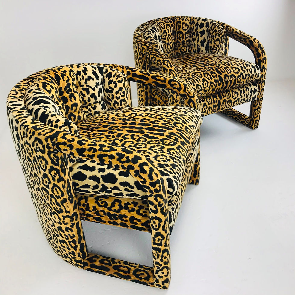 Thumbnail: #5480 Pair of Custom Barrel-Back Leopard Armchairs