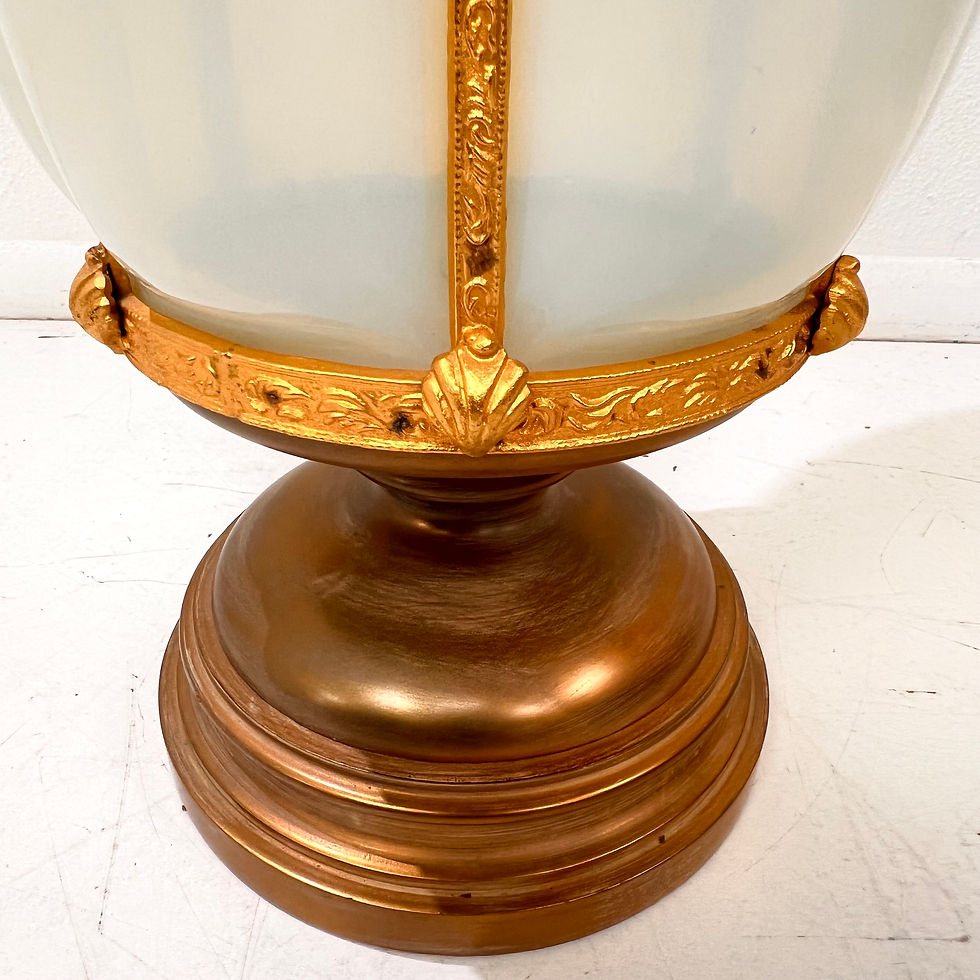 Thumbnail: #1912 Single Murano Opaline Glass Cage Lamp by Marbro