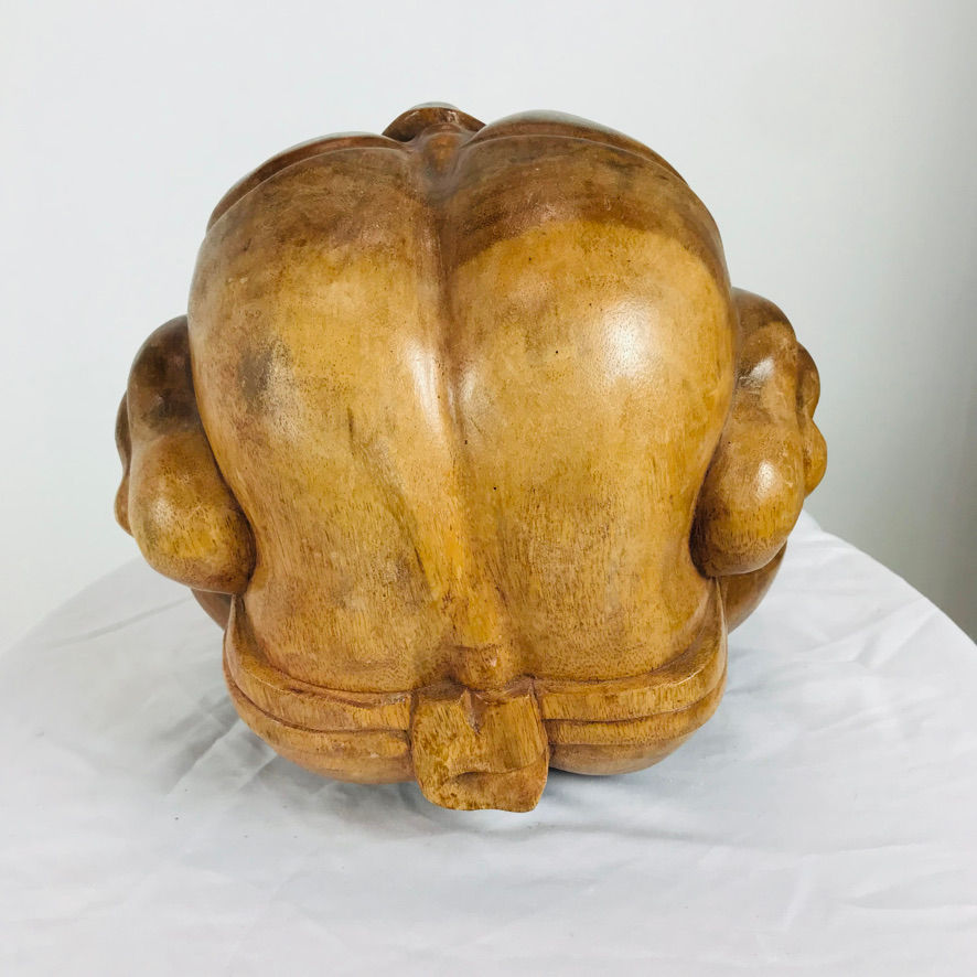 Thumbnail: #5820 Weeping Buddha Carved Wood Sculpture