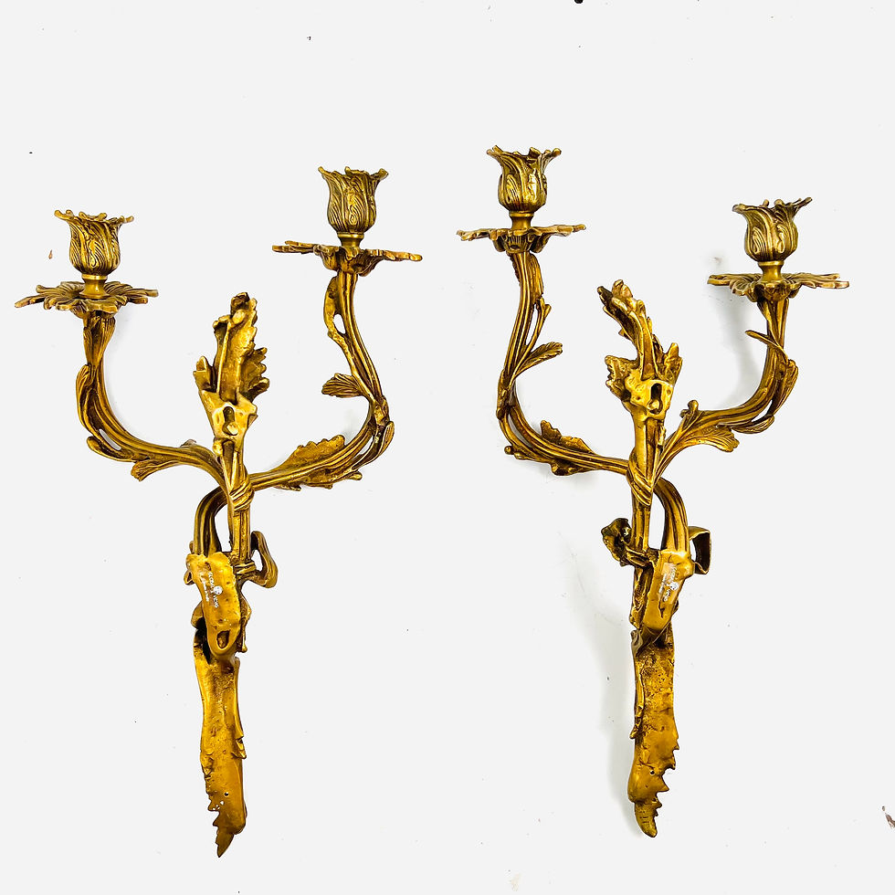 Thumbnail: #1165 Pair of Gilded Candelabra Sconces