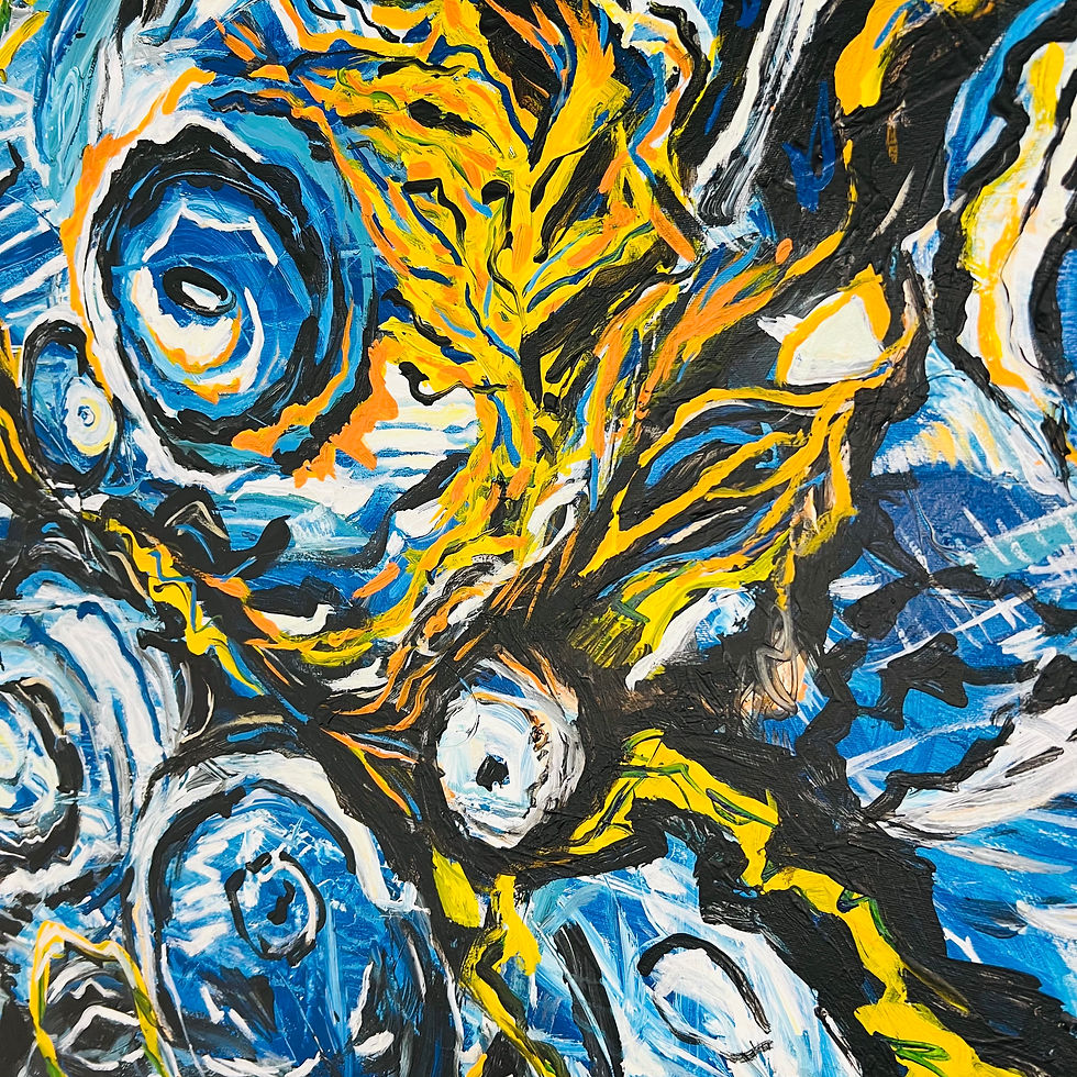 Thumbnail: #1199 "Bluer Than Blue" Acrylic on Canvas by Esther Ritz