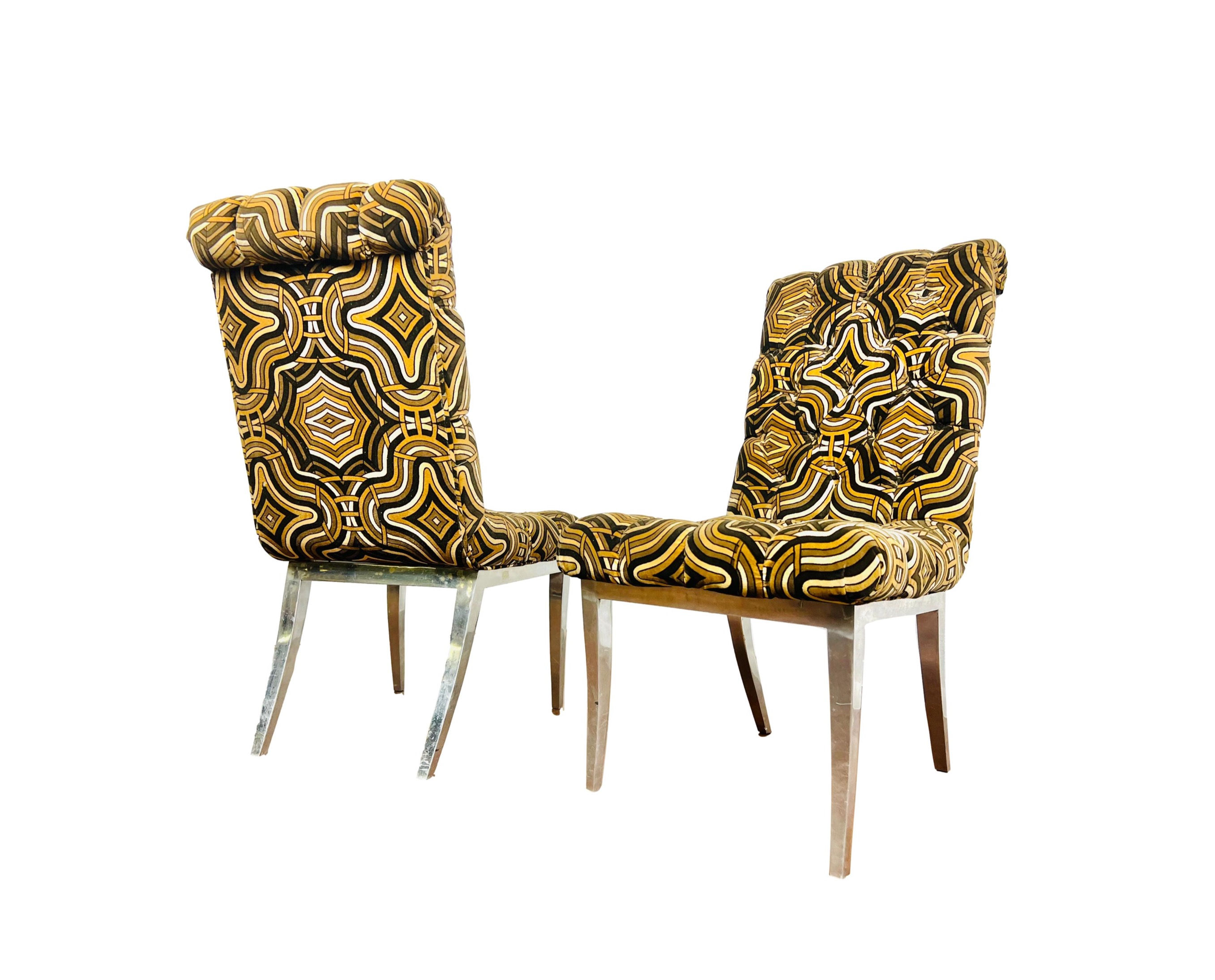 #1060 Pair of Groovy Upholstered Rollback Accent Chairs