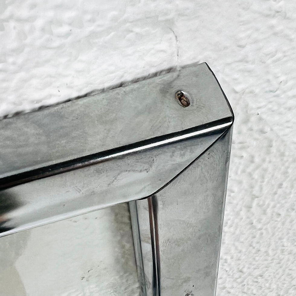 Thumbnail: #1374 Pair of 1970s Chrome & Glass Arched Floating Mirrors