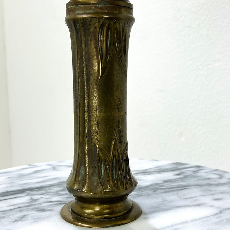 Thumbnail: #1882 Brass Faux Bamboo Floor Lamp with Attached Marble Table