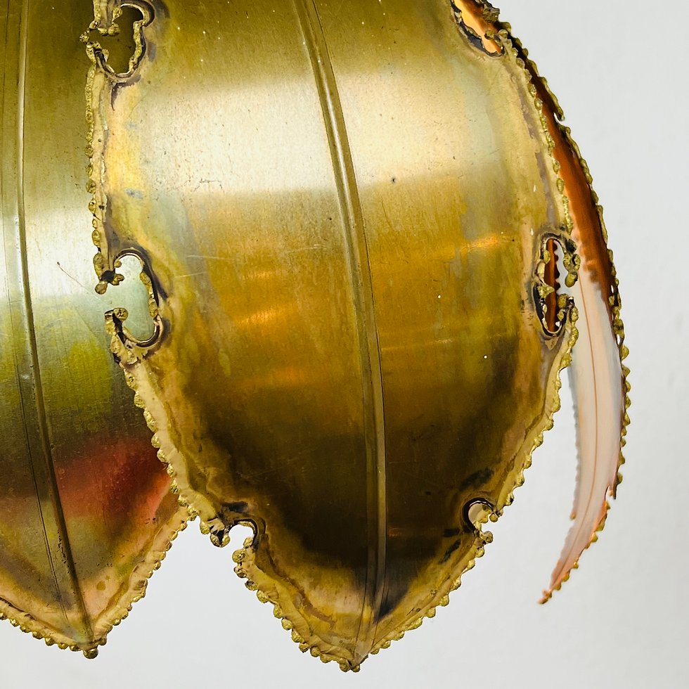 Thumbnail: #2023 1960s Brass Brutalist Pendant Light by Svend Aage Holm Sorensen