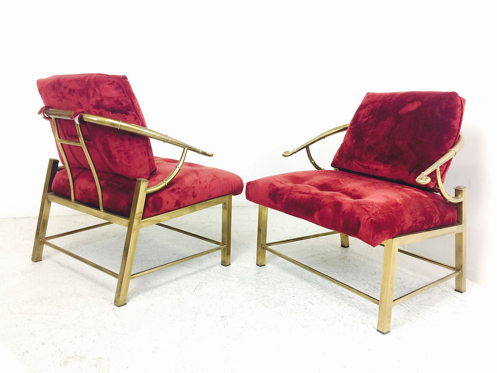 Thumbnail: #2699 Pair Brass Ming Chairs by Mastercraft