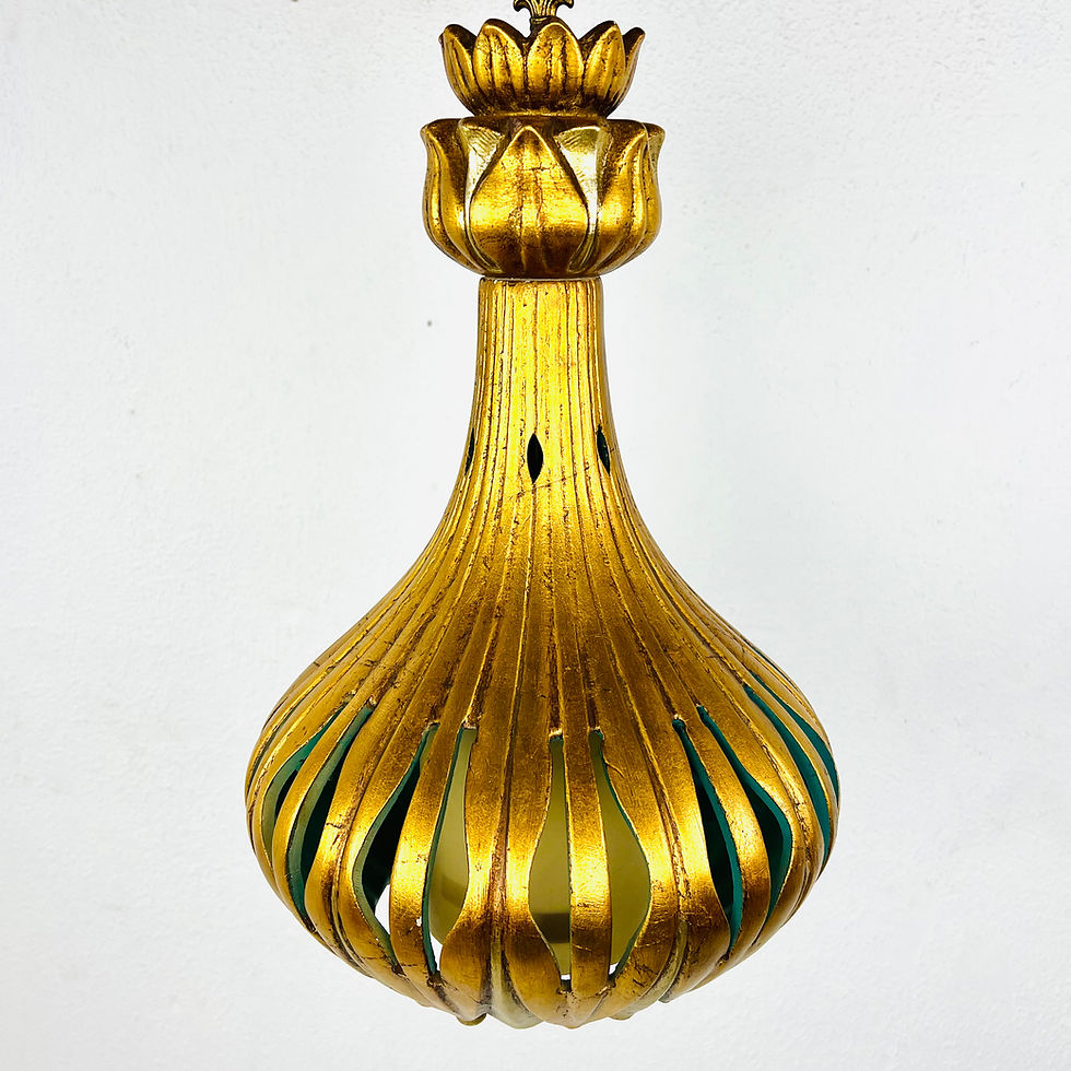 Thumbnail: #1837 Mid-Century Gold Ceramic Swag Lamp