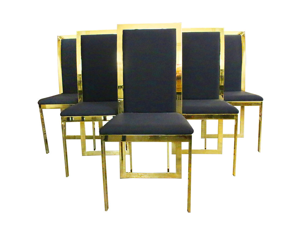 Thumbnail: #1284 Set of 6 Brass Dining Chairs Style of Milo B