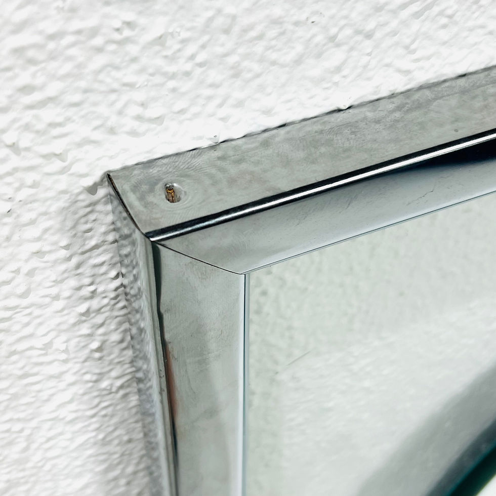 Thumbnail: #1374 Pair of 1970s Chrome & Glass Arched Floating Mirrors