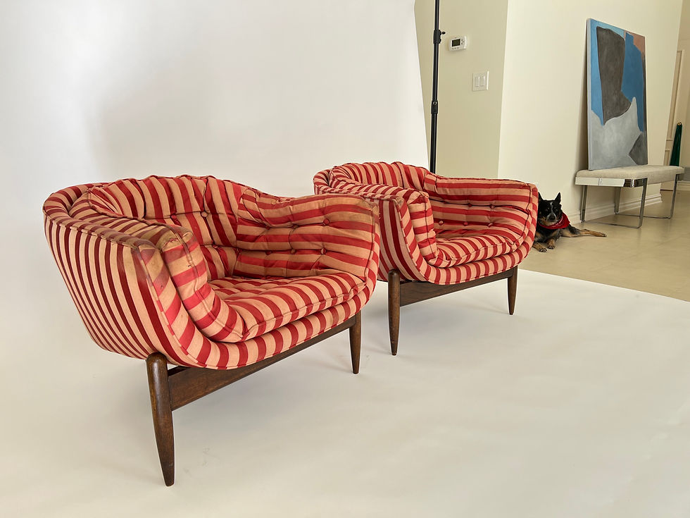 Thumbnail: #1643 Pair of 3 Legged Lounge Chairs in the style of Adrian Pearsall
