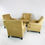 Thumbnail: #5856 Pair of Gold Leather Armchairs