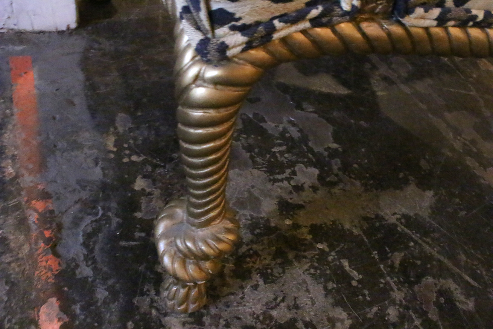 Thumbnail: #1294 Pair Leopard Gilded Rope & Tassel Chairs