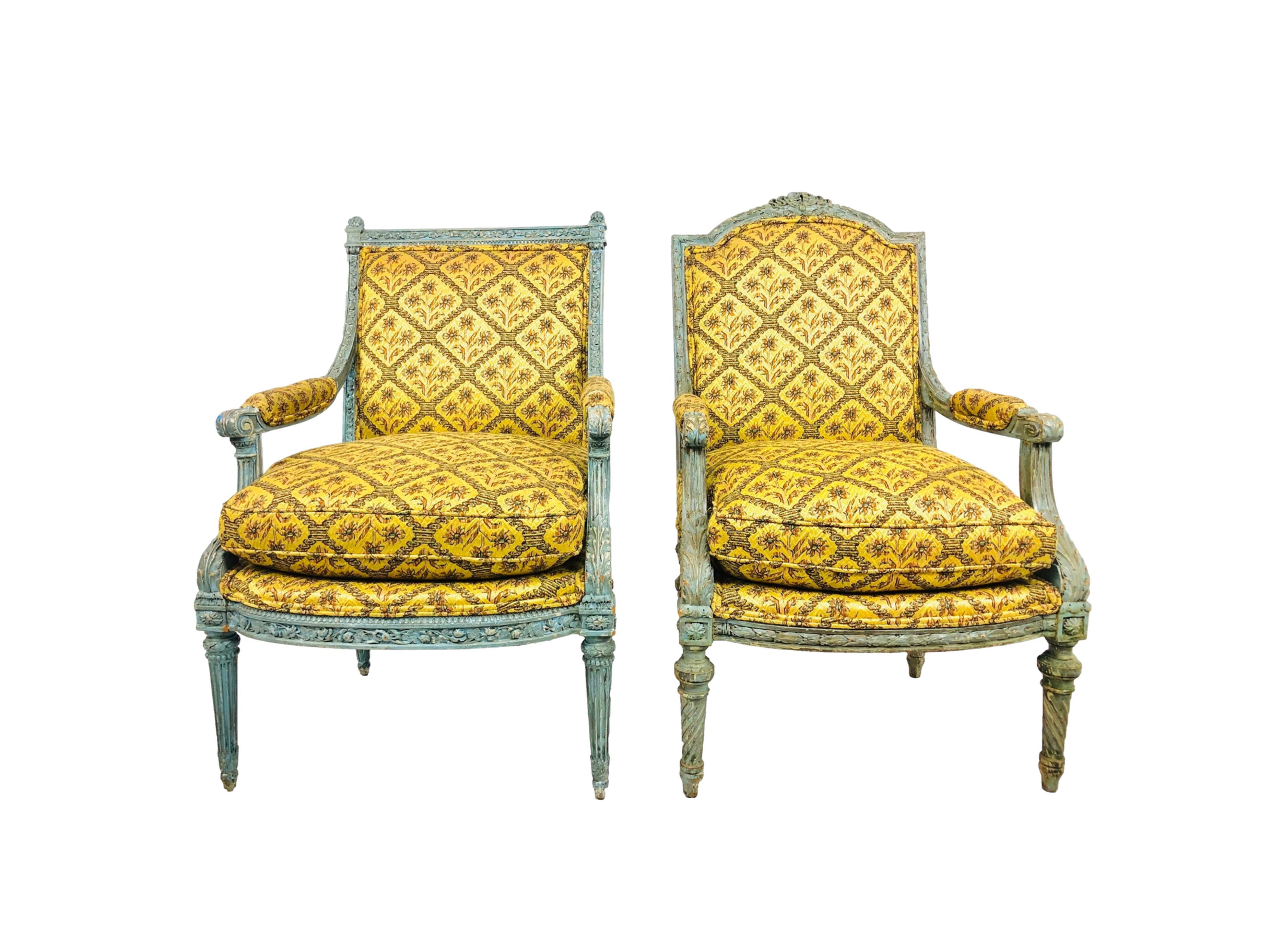 #1075 Pair of His & Hers French Lounge Chairs