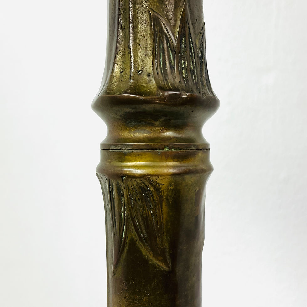 Thumbnail: #1882 Brass Faux Bamboo Floor Lamp with Attached Marble Table