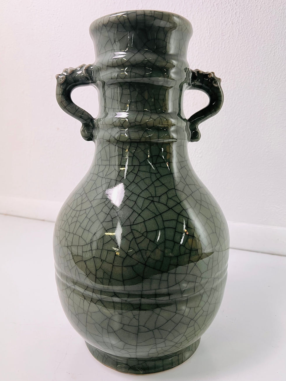 Thumbnail: #7021 Crackle Celadon Chinese Vase