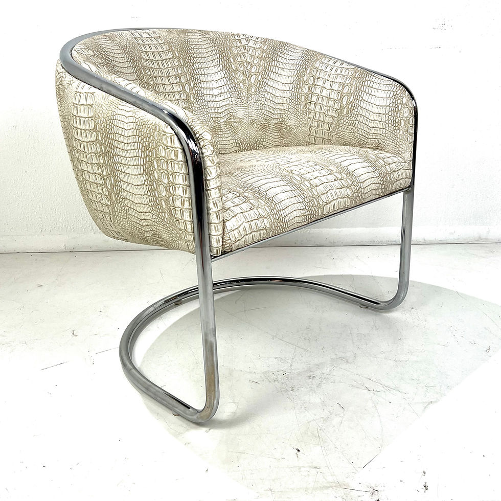 Thumbnail: #1627 Pair of Thonet Club Tub Chairs in Faux Crocodile (2 Pairs Available)