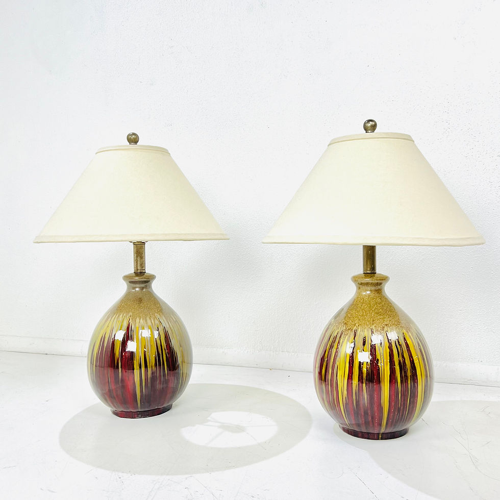 Thumbnail: #1800 Pair of Mid Century Drip Glaze Ceramic Lamps