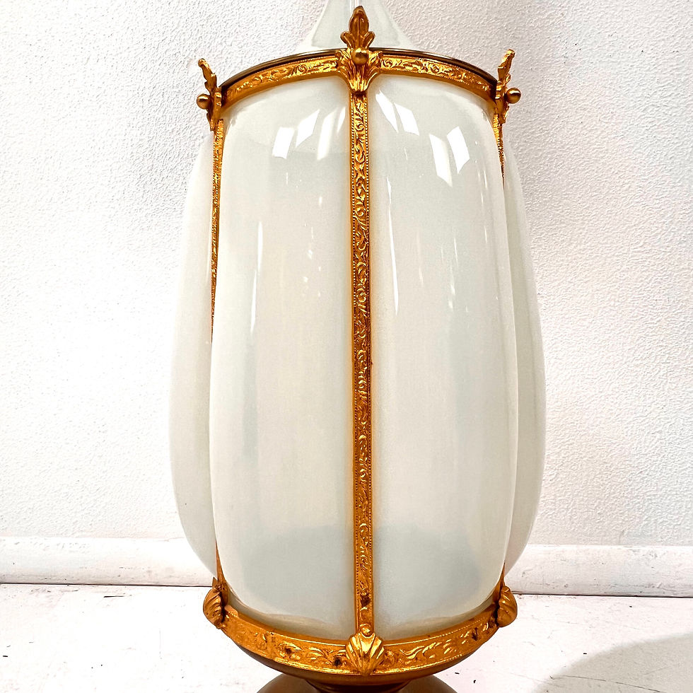 Thumbnail: #1912 Single Murano Opaline Glass Cage Lamp by Marbro