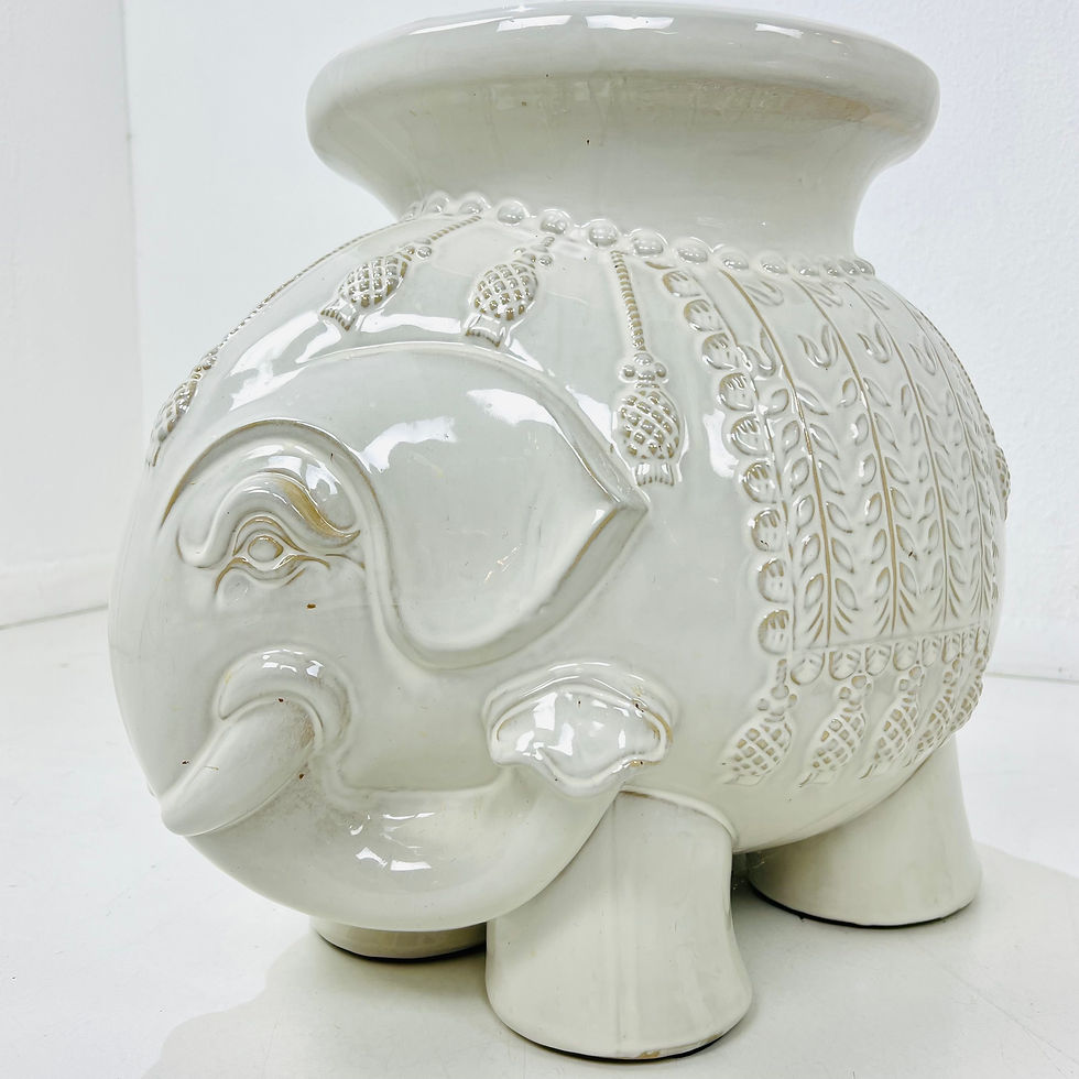 Thumbnail: #1697 Pair of White Ceramic Elephant Garden Stools