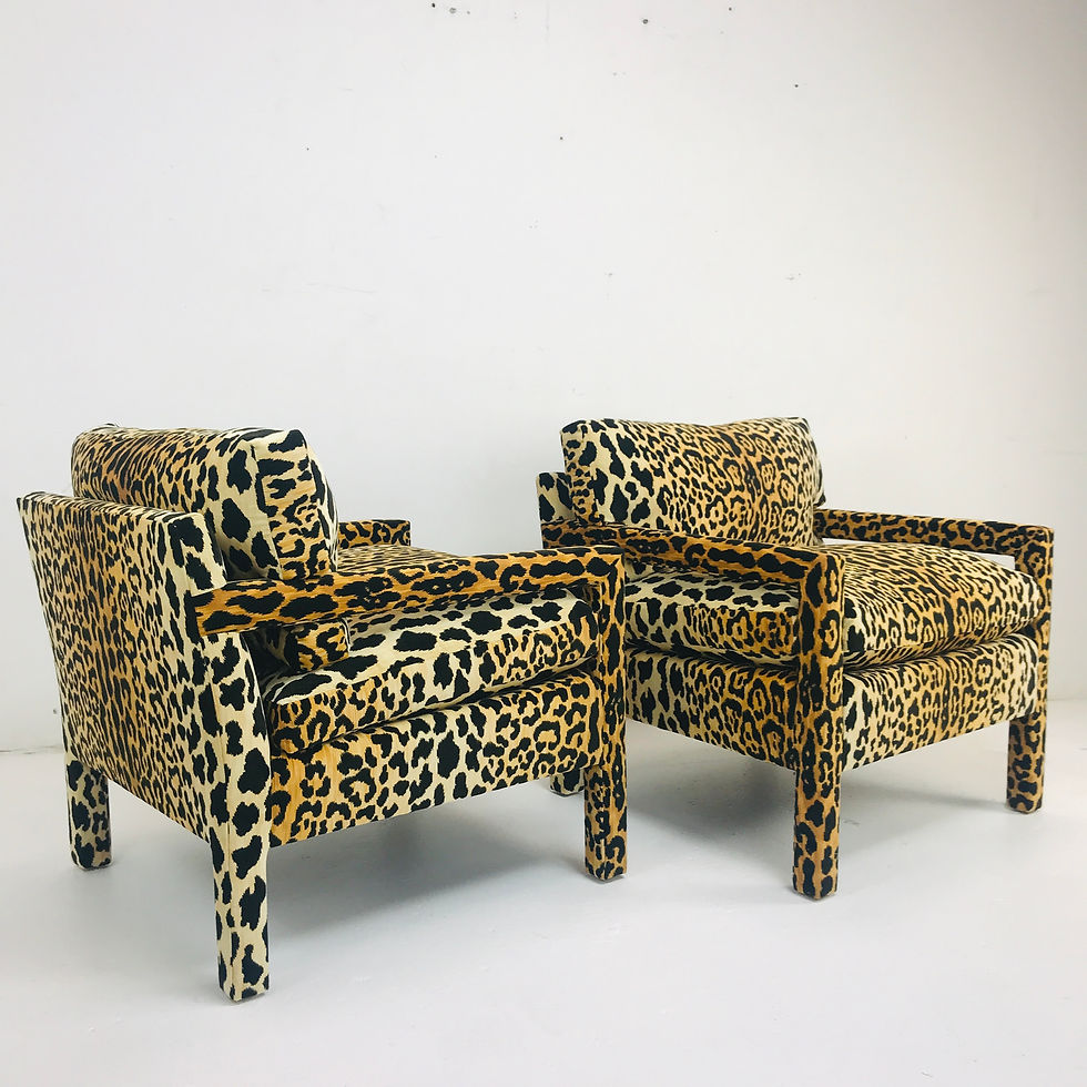 Thumbnail: #521 Pair of Custom Leopard Parson Chairs in the Style of Milo Baughman