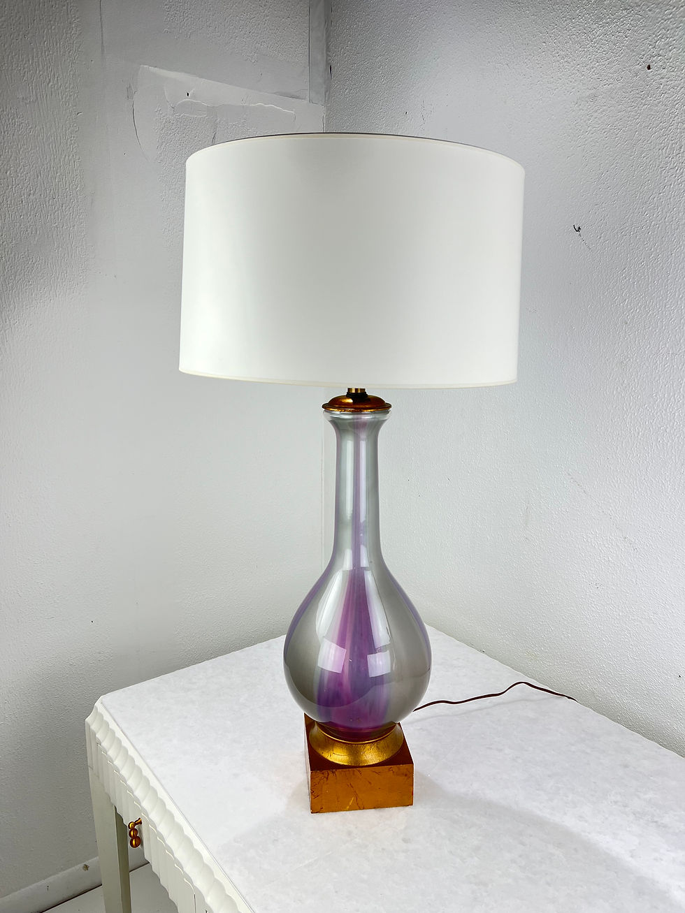 Thumbnail: #1634 Pair of Iridescent Murano Glass Lamps by Fredrick Cooper