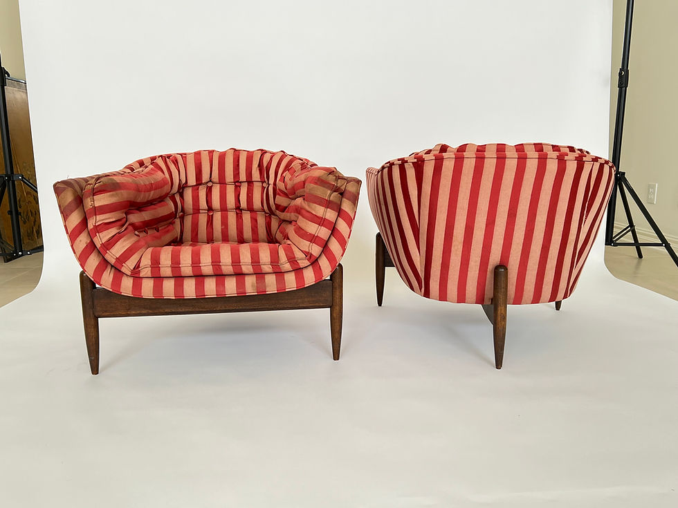 Thumbnail: #1643 Pair of 3 Legged Lounge Chairs in the style of Adrian Pearsall