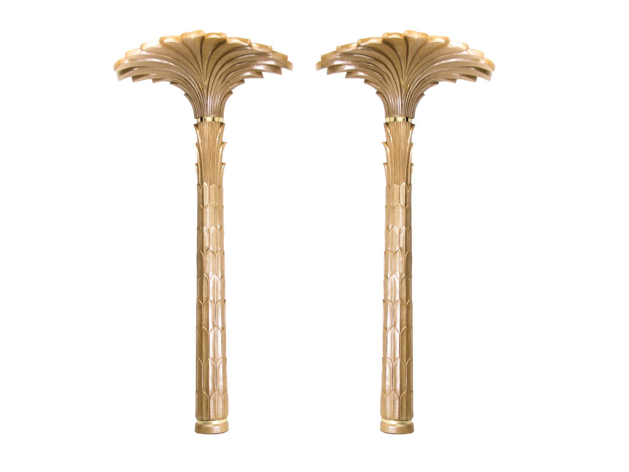 #2995 Pair Tall Palm Tree Wall Lamps