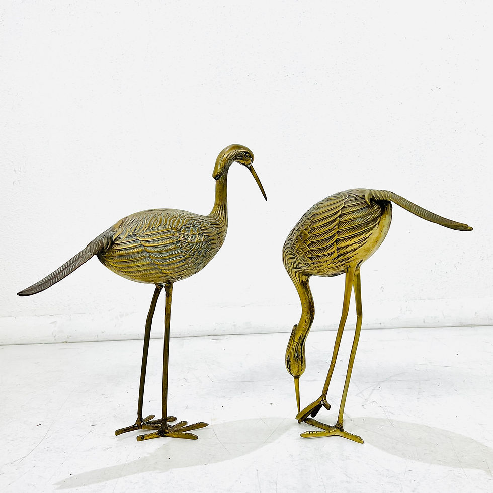 Thumbnail: #1930 Pair of Brass Crane Statues