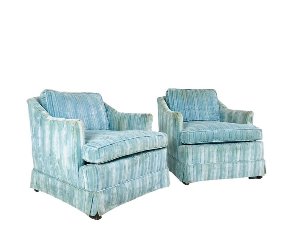 #5837 Pair of 1950's Blue Club Chairs