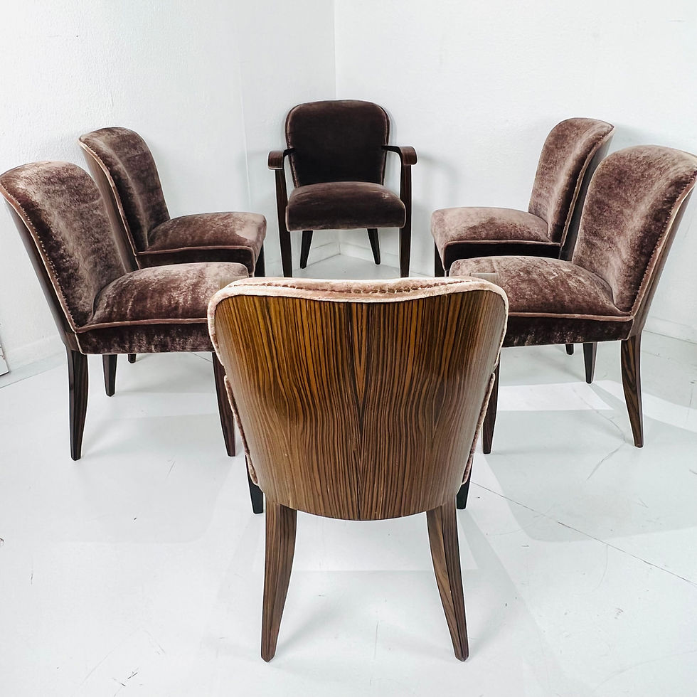 Thumbnail: #1340 Set of 6 Macassar Art Deco Dining Chairs