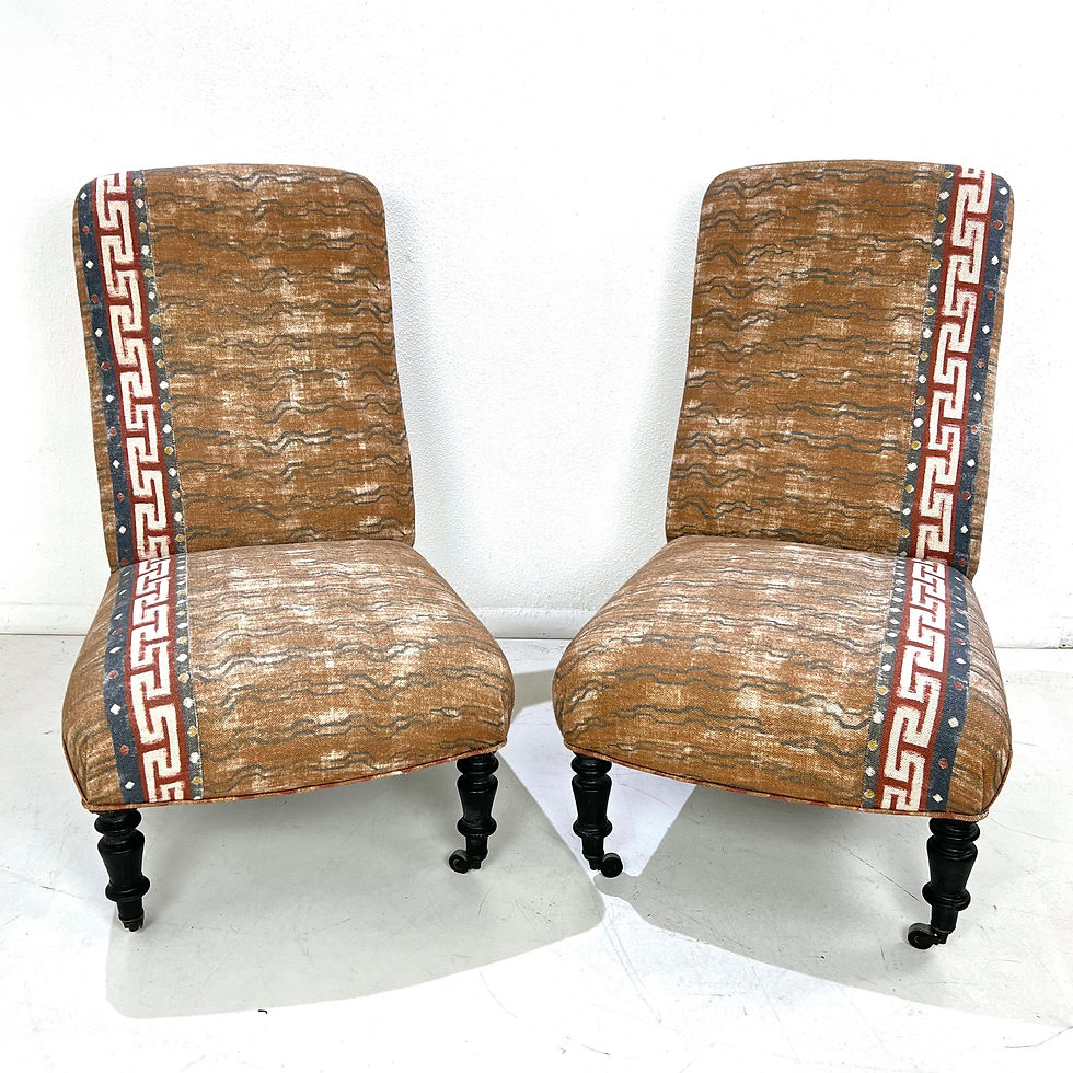 Thumbnail: #1841 Pair of Antique Fireside Chairs on Casters