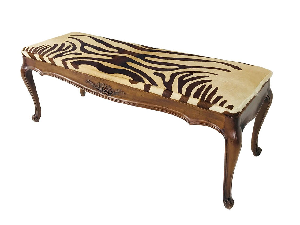 #3622 Hair on Hide French Bench with Zebra Print