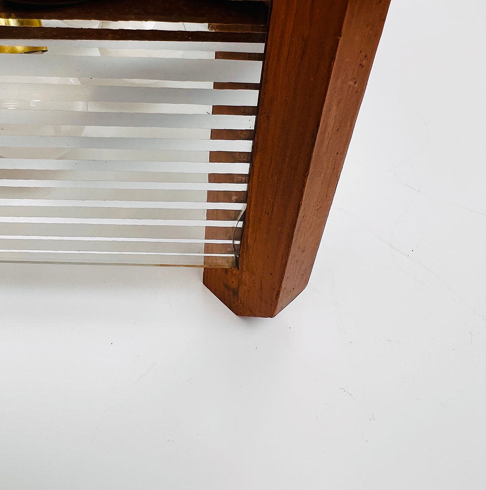 Thumbnail: #1095 1970s Wood & Striped Mirrored Glass Chandelier