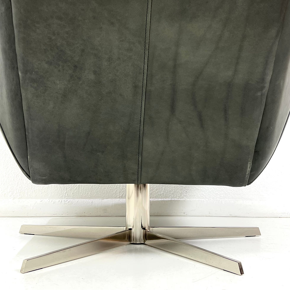 Thumbnail: #1703 Leather Swivel Armchair with Ottoman