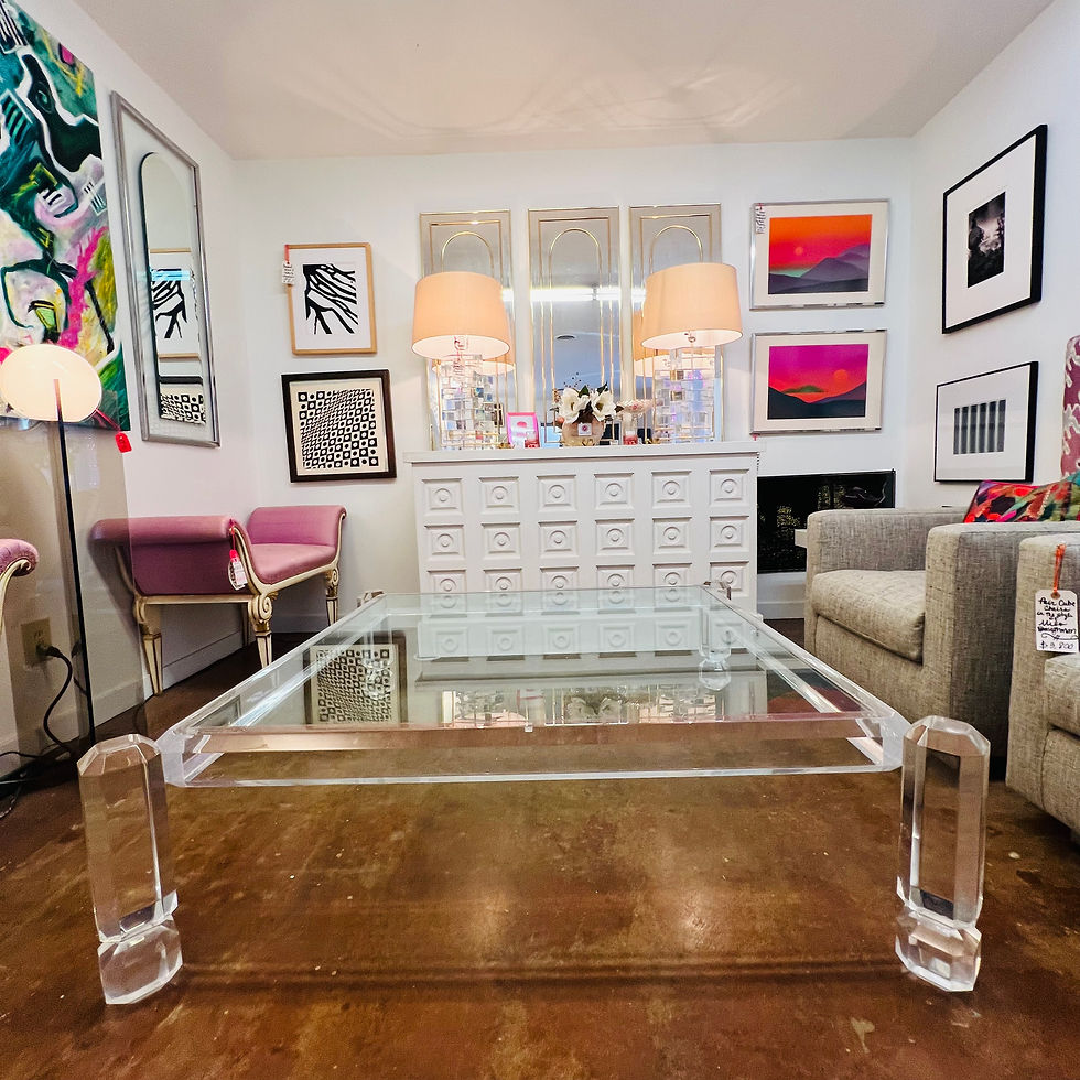 Thumbnail: #1806 Lucite and Glass Coffee Table in the Style of Charles Hollis Jones