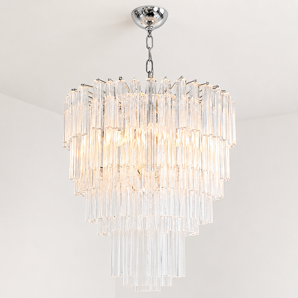 Thumbnail: #2006 Large Murano Glass Prism 7 Tier Chandelier by Venini