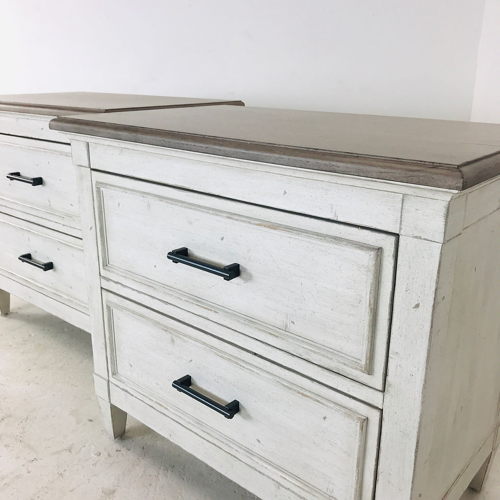 Thumbnail: #4854 Pair of Bassett Whitewashed Nightstands