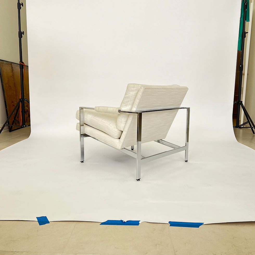 Thumbnail: #1641 Pair of Milo Baughman Chrome Frame Lounge Chairs