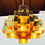 Thumbnail: #1739 Curtis Jeré Brass Cubist Chandelier, Signed (2 Available)